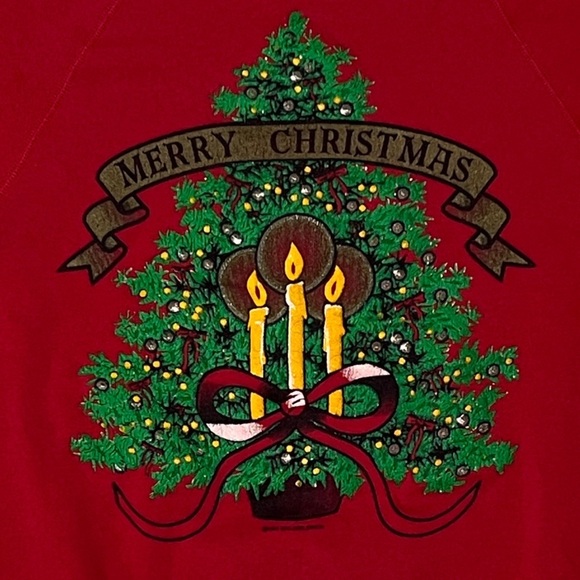Vintage Merry Christmas Holiday 1980s Crewneck Ugly Sweater Party 80s Sweatshirt - Picture 2 of 5